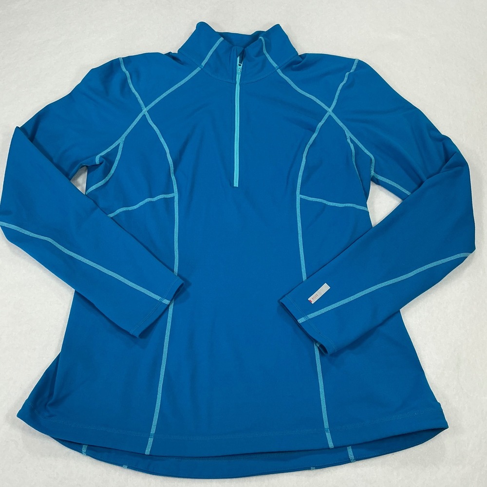 Zella Womens XL Blue Half Zip Long Sleeve Thumbhole‎ Activewear Top RN58665